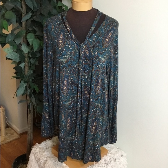 Ruff Hewn Turquoise paisley print 2x Blouse - Picture 1 of 15